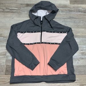 Nike Womens Hoodies Pullover Hustle Fleece Long Sleeves Gray/Pink Size Medium